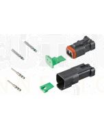 Deutsch DT2-1-CAT 2 Way DT Series CAT Spec Connector Kit with Green Band Contacts