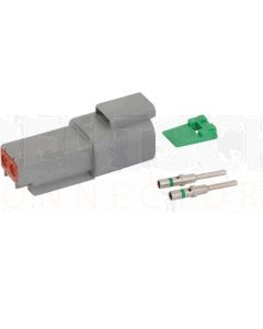 Deutsch DT Series 2 Way Receptacle Connector Kit with Green Band Contacts