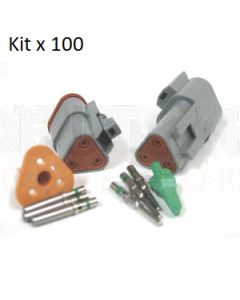 Deutsch DT Series 3 Pin Connector Kit (100 Pack)
