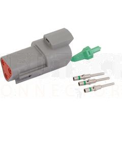 Deutsch DT Series 3 Way Receptacle Connector Kit with Green Band Contacts